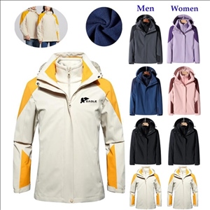 Unisex 3-in-1 Windproof Waterproof Woolen Windbreaker Fleece Winter Jacket